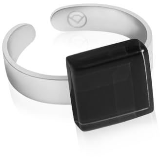 ALEXASCHA Ring mit Stein (10mm) • Geburtsstein Schmuck Damen klassisch • Kleiner Edelstahlring größenverstellbar (min. Ø 17mm) • handgemacht & nachhaltig