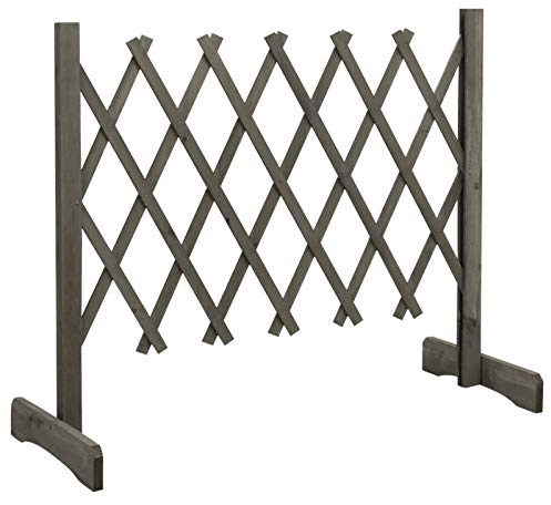 Susany Garden Trellis Fence Expanding Trellis Retractable Fence Gate Freestanding Garden Screen Plant Wooden Fence Grey 120x60 cm Solid Firwood