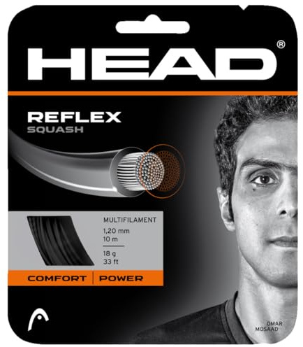 HEAD Reflex Corde de Squash Unisexe, Noir, 1.10 mm, 20 g