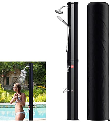 Izrielar Doccia Solare con doccetta, 40 Litri, 225 cm, Doccia riscaldata a energia Solare, Temperatura Regolabile, Fino a 60 °C, 50 PSI, Acqua Calda Senza Corrente, Rubinetto e soffione Doccia a 180°