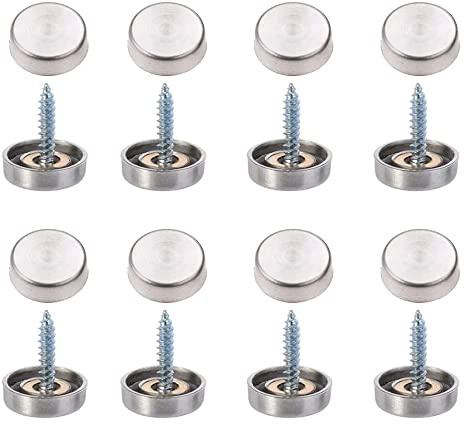 Lot de 8 vis à miroir de 22 mm en acier inoxydable brossé pour plaques de bain, tables, armoires, meubles, acier inoxydable brossé