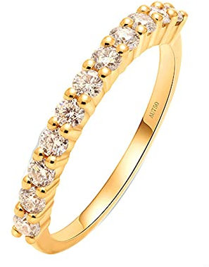 Ayoiow Ring Verlobung Damen, Ehering 18 Karat mit Rund Diamant 0.03ct Ringe Weiß Größe 51 (16.2)