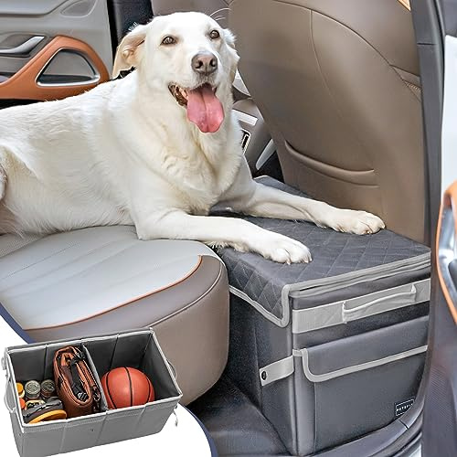 PETSFIT Extension de siège pour chiens, organiseur de voiture pliable pour chiens jusqu'à 40,8 kg (gris)