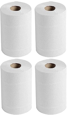 Pack of 4 - Kitchen Rolls, 2 PLY Centrefeed Kitchen Towels, Embossed White Hand Napkins, 40GSM Kitchen Towel Paper, Wiping Napkin Roll, Strong & Durable Kitchen Roll Bulk Buy (300 Sheets/Pulls)