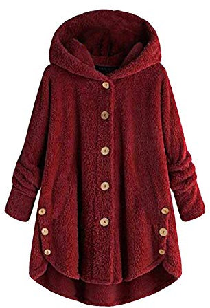 Awrvia Hoodie Damen Oversize PlüSchjacke Warm GefüTterte Fleecemantel LäSsige Teddyjacke Flauschig KäTzchen Wintermantel Farbblock Lange Cardigan Kuschelig Kawaii Kapuzenjacke mit Taschen Mantel