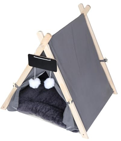 rockible Haustier Tipi, Hundehütte, Matte, Ruhebett, Katzenzelt, Bett mit Kissen, Winternest für Welpen, Kätzchen, Drinnen Und Draußen, Alle Jahreszeiten, grau