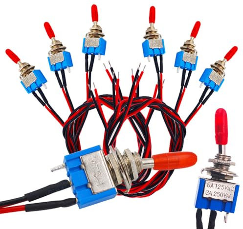senvenelec Mini interruttore a levetta per auto con interruttore a 2 posizioni a 3 pin, Spst 3 V, 5 V, 12 V, 220 V, 240 V, adatto per auto, camion, navi e cruscotti – 6 pezzi.