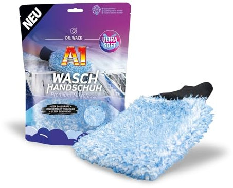 Dr. Wack - A1 Waschhandschuh Auto - Premium Mikrofaser - Ultra-Soft & extrem saugstark - beidseitig Hochflor für eine kratzfreie Autoreinigung - langlebig & umweltfreundlich - Hochwertige Autopflege