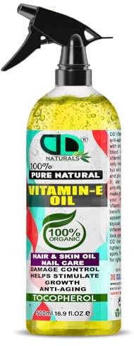 Pure Natural Vitamin E Oil, Moisturising and Nourishing Oil For Skin, Scars, Hair & Face, Scalp, Nails, Moisturising & Hydrating Carrier Oils, Vegan, Cruelty (500ml Spray)
