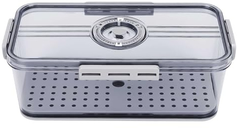 Les-Theresa Large Bread Box 12.8x6.89x4.33in, Solid Color Retro Kitchen Bread Bin, Vintage Breadbin Storage Container for Kitchen Countertop (Grey)