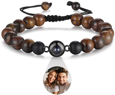 Lam Hub Fong Personalisiertes Foto Projektions Armband mit perlen Benutzerdefinierte Armband mit Bild Geschenk für Männer Familie