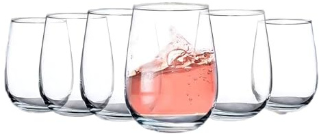 TRESV Set de 6 Vasos de Cristal Transparente 360cc, Vasos de Agua y Bebidas Alcohólicas, Aptos para Lavavajillas