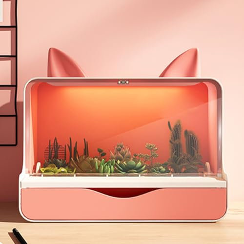 QUTBAG Maceta suculenta, macetero Inteligente con luz LED de Crecimiento y Ventilador, macetas pequeñas con Agujero de Drenaje para decoración de Interior y Exterior, hogar, jardín, Cocina B