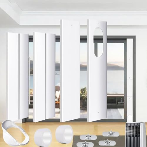 JIANZHENKEJI Sliding Door Air Conditioner Kit Door Seal for 13cm Diameter Duct Hose, Universal AC Sliding Door Vent Kit Max Adjustable Length 228cm for Mobile Air Conditioner and Tumble Dryer(13cm)
