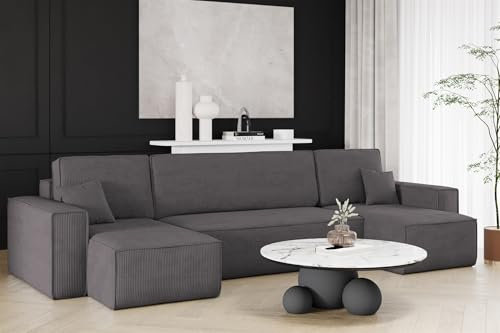 Fun Möbel Wohnlandschaft Schlafsofa Sofa Maris in Stoff Poso (Anthrazit)