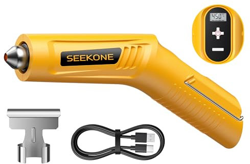 SEEKONE Kabellose Mini Heißluftfön mit 4 Temperatureinstellungen (Bis zu 450°C) und Speicherfunktion, 3,6-V-Lithium-Heißluftpistole, USB-Aufladung mit Reflektordüse zum Basteln, Erhitzen von Harz