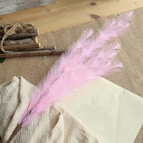 AKNGFO 77 cm Handsträuße, Flauschiges Pampasgras, künstliche Blumen für die Wand, Heimdekoration, Kunstblumen, Hochzeitsstrauß (Farbe: Seeblau) (Hellrosa)