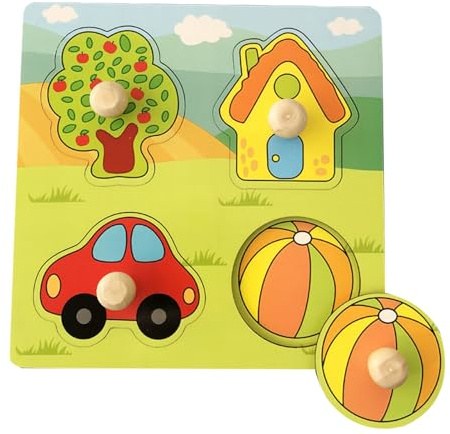Holzpuzzle Zuhause Holzspielzeug für Kleinkinder, Kinder Greifpuzzle Spielzeug Sortierspiel, Holzspielzeug ab 1 Jahr, Baby Motorik Spielzeug Holzpuzzle Holz Puzzle ab 1 Jahr (Style 1)
