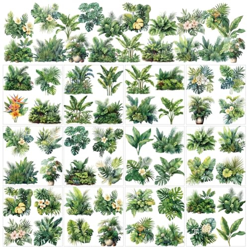 AHANDMAKER 12 Sheets Watercolor Floral Window Sticker, Monstera Deliciosa Rub on Transfer Stickers Home Decor Stickers for Christmas Day School Classroom Nursery Dresser Glass Porcelain, 5.5x5.5