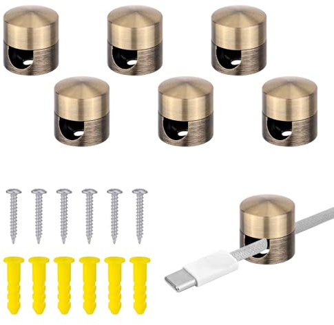 6 Stück Kabelanker für die Schreibtischorganisation, Ladekabel Management Clips Metallkabelhalter für Kabel Stabiler Aluminium Kabel Organizer für das Home Office (Bronze)