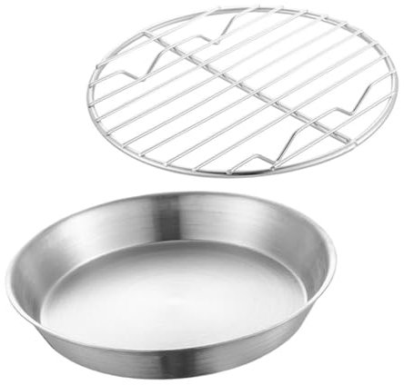 TOPBATHY Teglia da Forno in Acciaio 304 con Design Circolare Separa Grassi Cottura Sana Dimensioni Compatte Facile da Riporre e Trasportare