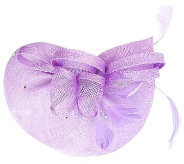 Finecy In Flower Feather Hair Hat Fascinator Headband Clip Wedding Royal Ascot Formal Race Lilac
