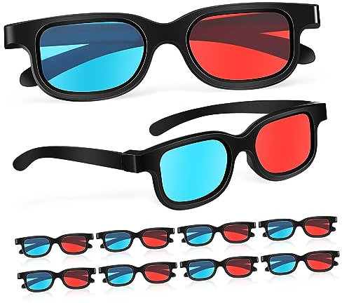 DOITOOL Gafas De Visión 3d Anaglifo, Plástico Ultraligero, Lentes Rojo y Azul, 10 Piezas, Aplicables Para Cine Casa y Juegos Profundos