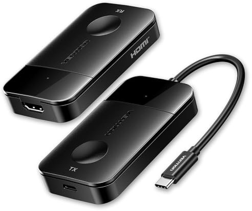 VENTION Trasmettitore e Ricevitore HDMI Wireless 4K@30Hz, Estensore USB C a HDMI 5G (50M/165FT) con Ricarica PD 60W – Streaming Video da Laptop, Telefono, Tablet a Monitor, Proiettore, TV