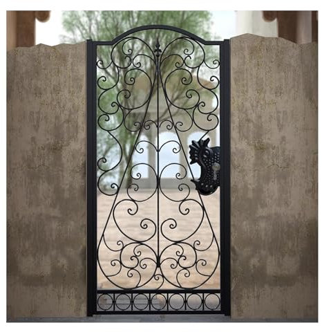 XILYZMO Materiale Metallico Ornamentale Cancello Giardino, Parte Superiore Ad Arco Cortile Nero Recinzione, Esterno Personalizzato Ingresso Kit Installazione Fai Te Divisorie(100x100cm/40.4x40.4in)