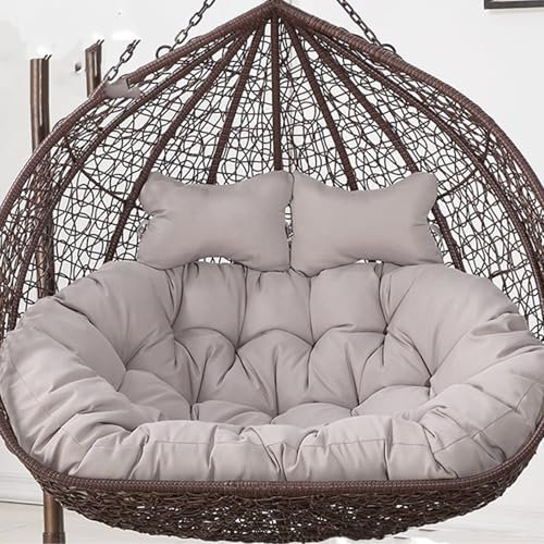 Generisch Hängesessel Outdoor 2 Personen Wetterfest Kissen, Hängekorb Doppelsitzer Kissen, 10cm Dick Anti Verformung Auflagen Polster, Für Schwingsessel, Hängesessel Sitzkissen,Light Gray