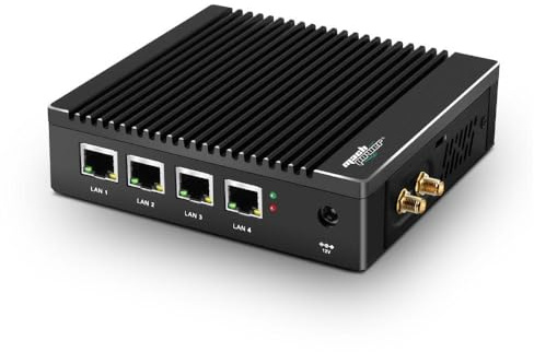 Mach Power Mini PC Firewall Fanless con 4 Porte LAN Gigabit, Wi-Fi, 8GB RAM DDR4, SSD 128GB, HDMI, Supporto VESA (IT-MNPCFWF12)
