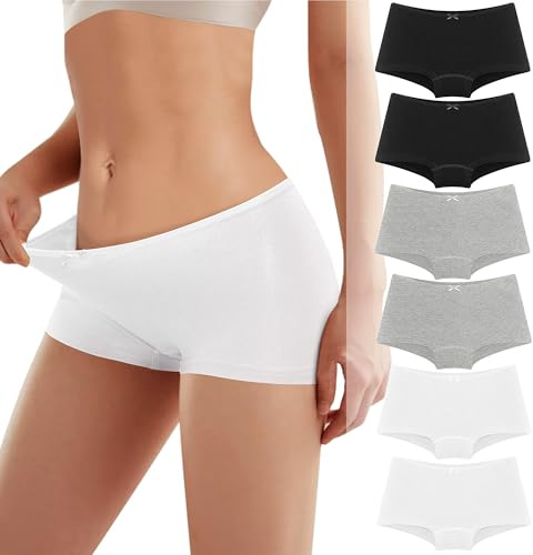 Lakpoau Mutande Boxer Donna Culotte - Mutandine Donna Stretch Comfort - Boxer in Cotone Pacco da 6