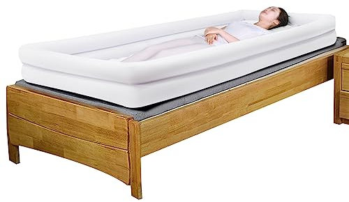 Vasca da bagno gonfiabile per pazienti allettati grandi in PVC con pompa elettrica soffione doccia valvola di scarico supporto 220 lbs anziani disabili post chirurgia cura bianco