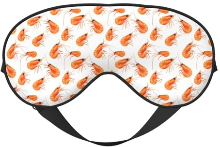 Máscara de sueño para los ojos para hombres y mujeres – Bonita máscara de viaje con diseño de camarones cocidos y hebilla ajustable – Máscara de sueño opaca cómoda para hombre y mujer – Diadema