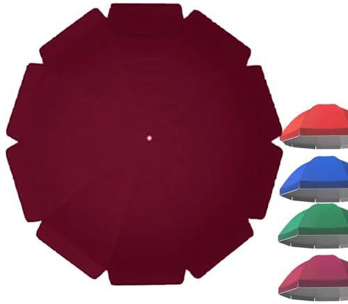 Toile de rechange imperméable pour parasol de table de cour – Pare-soleil 8/10 baleines avec bord festonné – Housse de parasol de marché