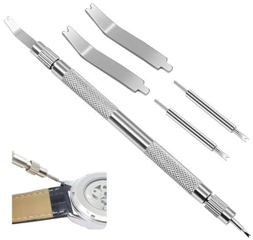 TEOZBLU Kit Con Strumento A Molla Con Manico In Acciaio Inox Aggiustabile Per Sostituzione E Rimozione Di Perni A Molla, Cinturini E Perni Per Orologio