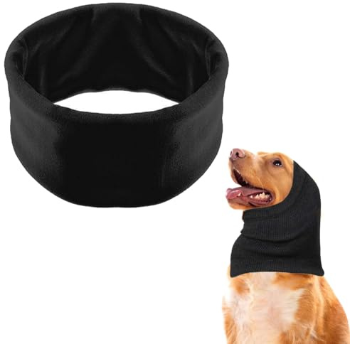 Hunde-Ohrenschützer zum Gehörschutz, Haustier-Halswärmer, Lärmschutz, Haustier-Schlauchschal für Hunde und Katzen, Badenpflege (Schwarz, L)