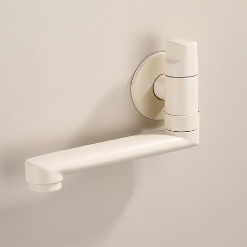 BiaoTeng Grifo Fregadero Exterior Solo Agua Fria Giratorio de 180° Grifo de Exterior Jardin Latón de Pared Leche Blanca