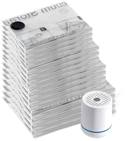 Vacuum Storage Bags With Electric Air Pump: 8 Pack Reusable Space Saver Bags for Clothes, Travel, Pillows, Blankets, Bedding (2 Jumbo + 2 Large + 2 Medium + 2 Small), Electric Air Pum Random Color
