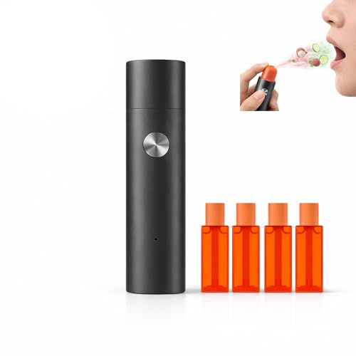 EAGLENOS Smart Electric Oral Spray, Portable Electric Breath Spray & Rechargeable Mouth Spray with 4 Pods (2 Flavors: Lychee & Cucumber), Instant Fresh Breath in 3s, Alcohol& Sugar Free (Dark Grey)