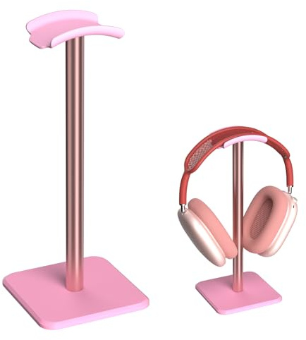 Cewomuc Headphone Stand - Headset Stand with Aluminum Hanger, Headphone Holder for AirPods Max, Sony, Bose, Beats and More (Pink)