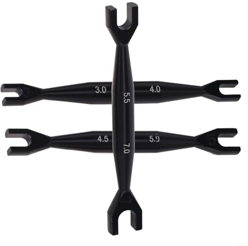 3-4mm 4.5-5mm 5.5-7mm Double End Open End Wrench Set, Aluminum Spanner for 1/8 1/10 Scale RC Car, Compatible with for Tamiya for Axial SCX10 RC Crawler Vehicle, 3-Piece Tool Kit Accessory(Black)