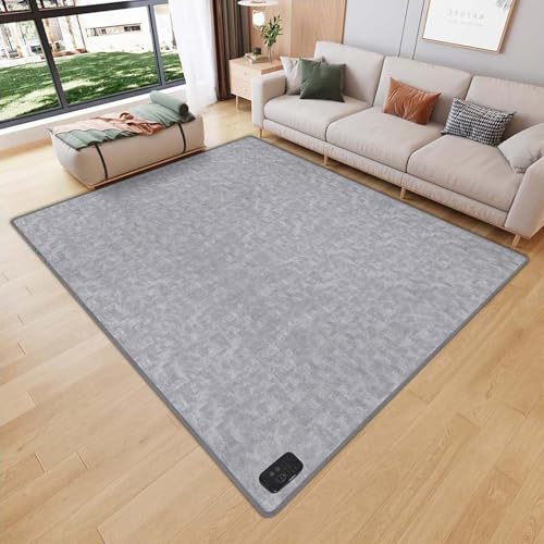 UIHECTA Tappeto Riscaldante a Zona in Cristallo di Carbonio, Moderno Tappetino Elettrico Riscaldante per Pavimento, Tappeto Riscaldante con Termostato, per Ufficio e Casa,Grigio,200 * 150cm