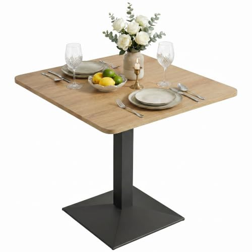 HOMCOM Esstisch 70 x 70 cm für 2 Personen mit Stahlbasis Dunkelbraun | Quadratischer Küchentisch, Esszimmertisch, Holzoptik, Kleiner Moderner Tisch, für Küche, Esszimmer und Wohnzimmer