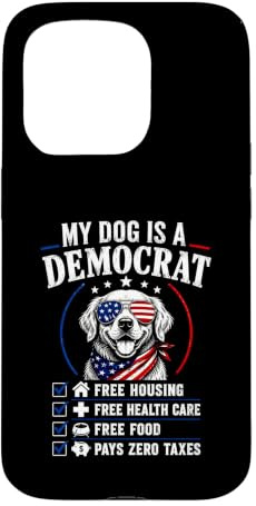 Custodia per iPhone 15 Pro Il mio cane è un alloggio gratuito democratico paga zero tasse USA