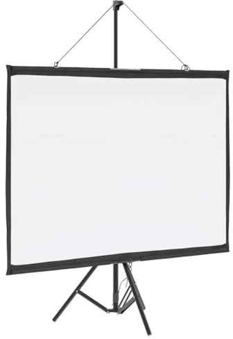 LoogCape projektionsduk med stativ 180 cm (183 tum) bärbar hemmabioduk av polyester med robust järnstativ för presentationer, filmkvällar och undervisning, lätt att montera och demontera