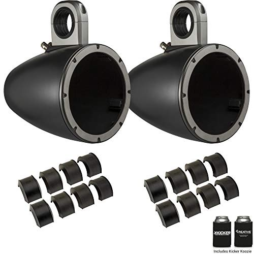 KICKER KMTES8B Black 8 Empty Wake Tower/Roll Bar Enclosures with KMTAP Adapter Pack for UTVs
