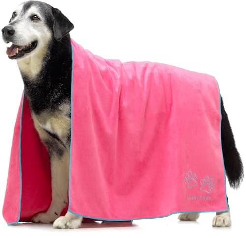 Lucky Paws® Toalla para Perros UK – Toallas para Perros Extra Grandes 140x70cm – Toallas para Perros Súper Absorbentes, Lujosamente Suaves, de Secado Rápido para Secar Perros – Toalla Premium de
