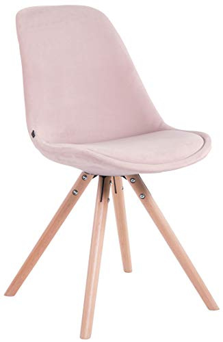 CLP Silla De Visita Toulouse Rund Tapizada En Terciopelo I Butaca De Salón con Base De Madera I Silla de Comedor Estilo Nórdico I Color:, Color:Fucsia, Color del Marco:Natura