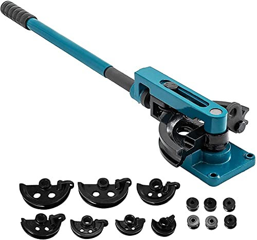 VEVOR Dobladora de Tubos, Máquina Doblador de Tubos, Dobladora de Tubos de Acero, Dobladora de Tubos Manual, con 7 Dados, Diámetro de Tubería de 10 mm-25 mm